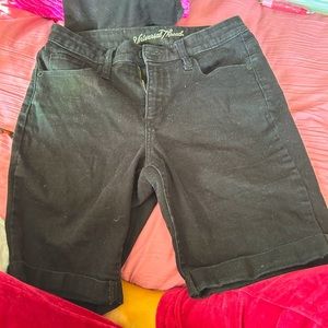 Black denim shorts
